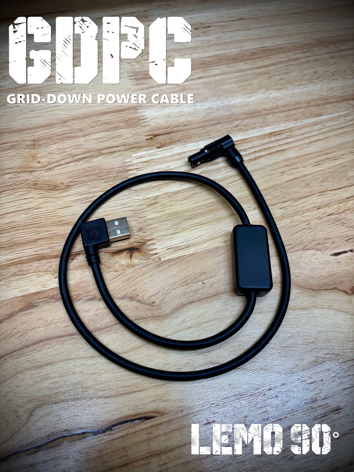 GRID-DOWN POWER CABLE (GDPC) USB to LEMO - 90 Degree